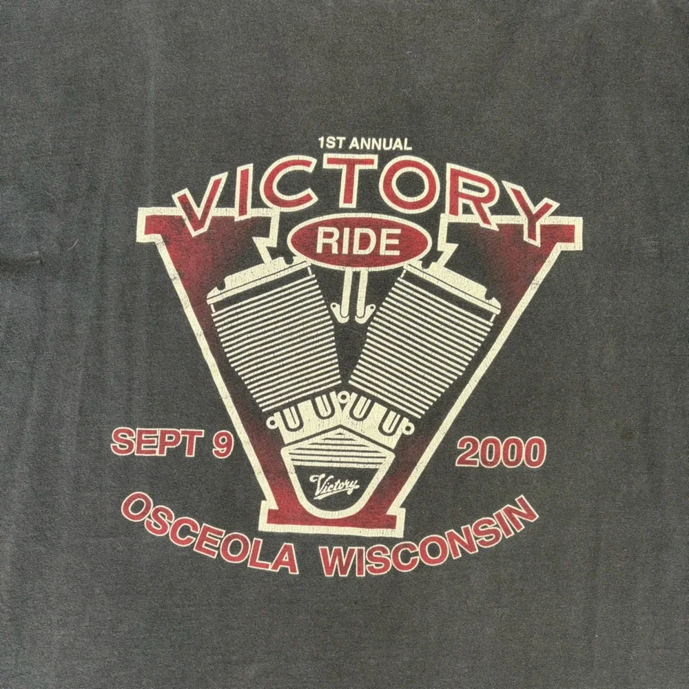 VINTAGE 2000 VICTORY MOTORCYCLE BLACK GRAPHIC SHORT SLEEVE TSHIRT MENS XL